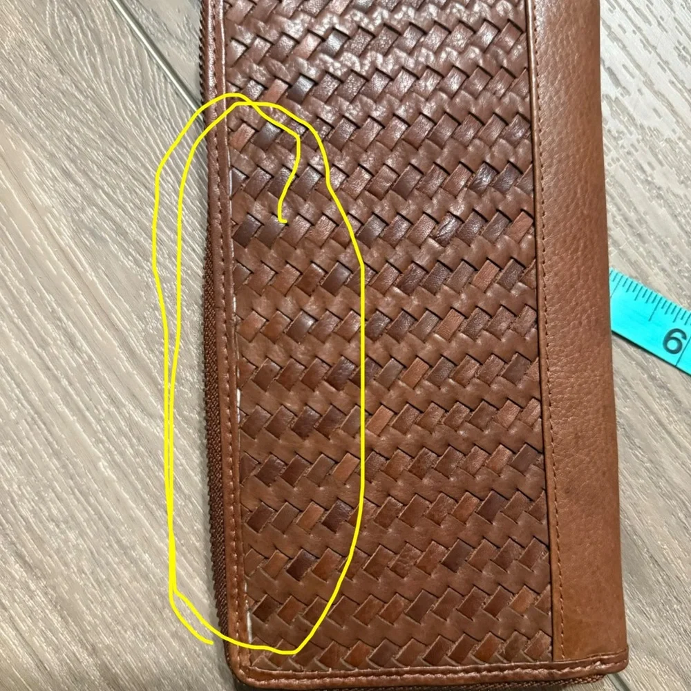 Brown Woven Zip-Around Leather Wallet - Picture 8 of 8